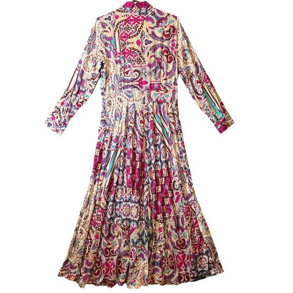 Soft Surroundings Palmero Soho Maxi Dress Button Front Long Sleeves SM Boho Chic - Picture 6 of 9